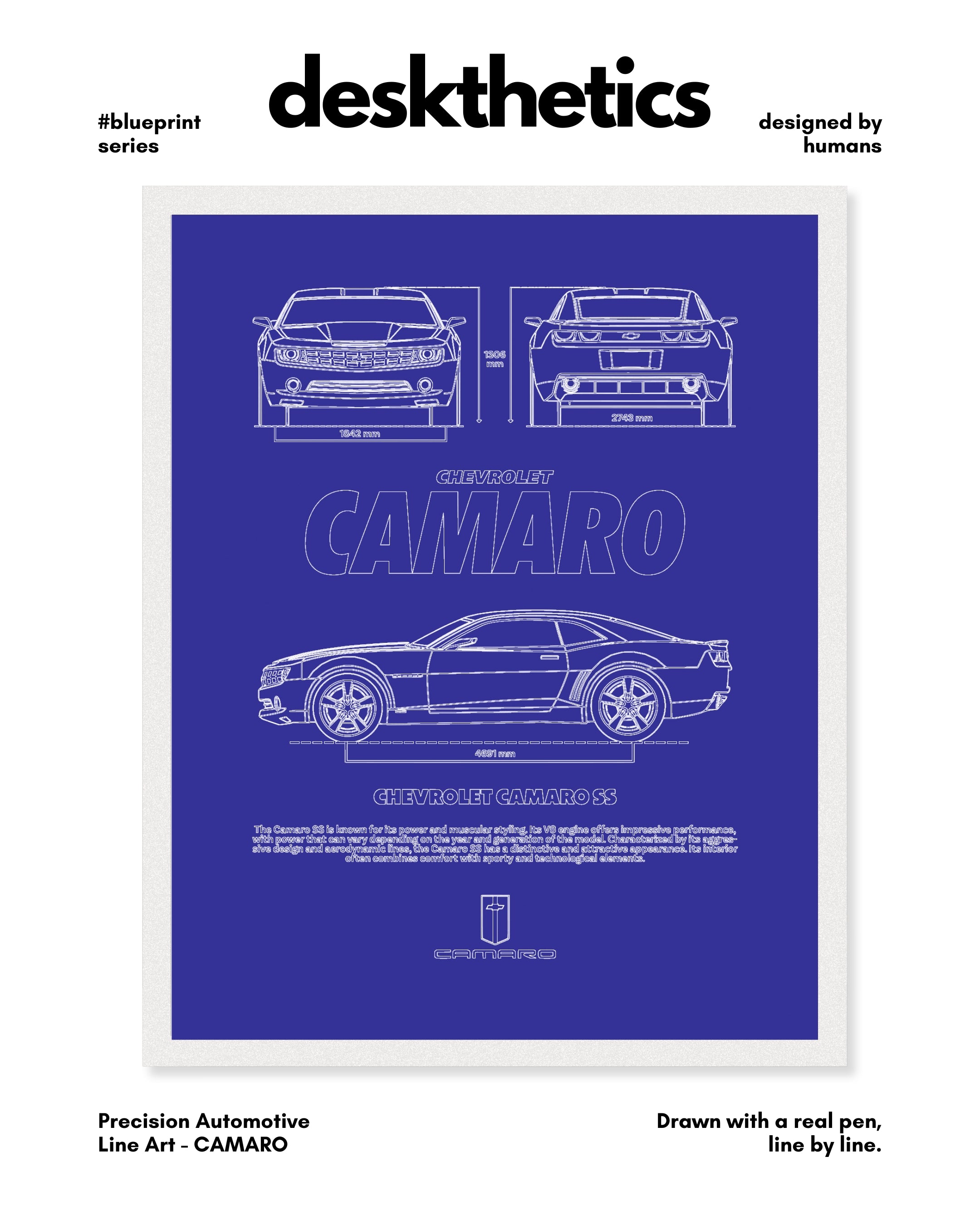 Camaro Blueprint Line Art Poster