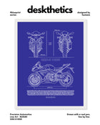Suzuki GSX R1000 Blueprint Line Art Poster - Bike Poster