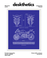 Suzuki GSX R1000 Blueprint Line Art Poster - Bike Poster
