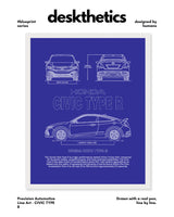Honda Civic Type R Blueprint Line Art Poster