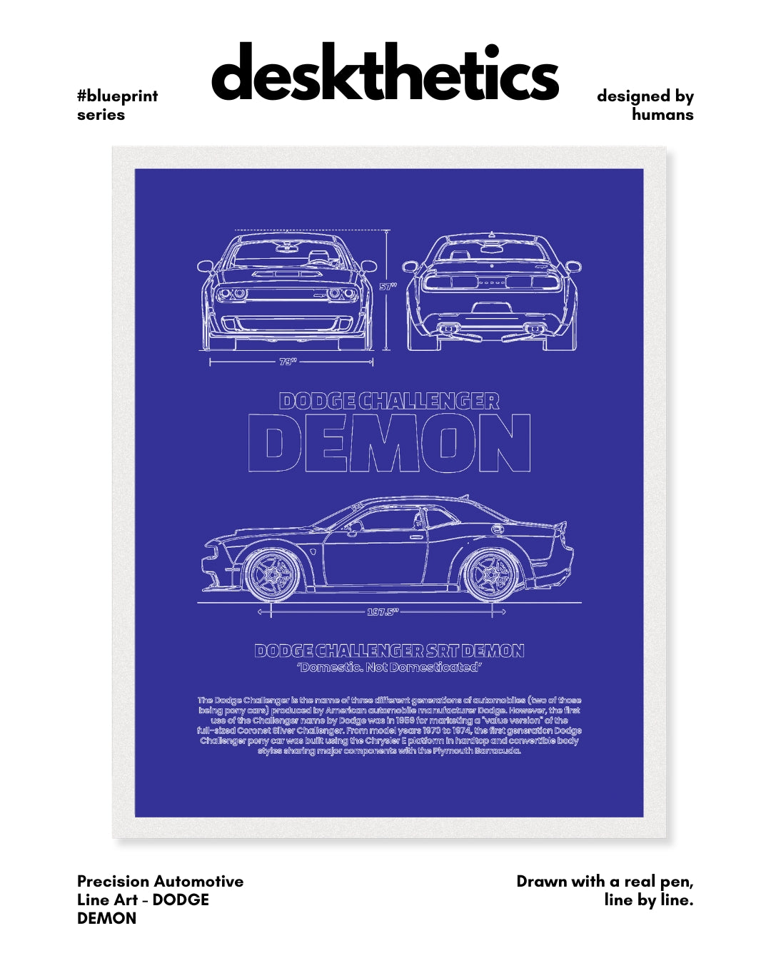 Dodge Demon Blueprint Line Art Poster