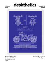 Harley Davidson Softail FXDR Blueprint Line Art Poster - Bike Poster