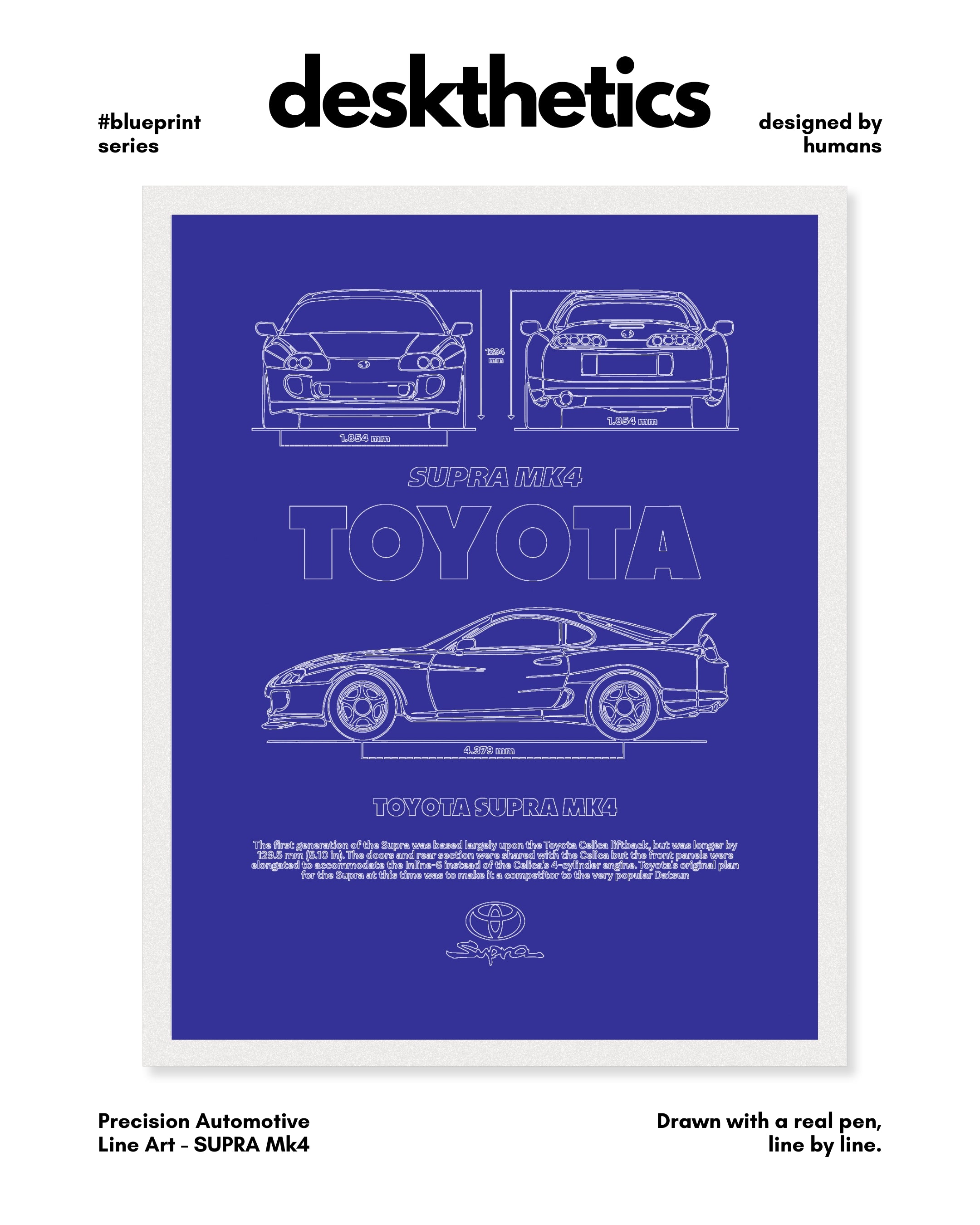 Supra Mk4 Blueprint Line Art Poster