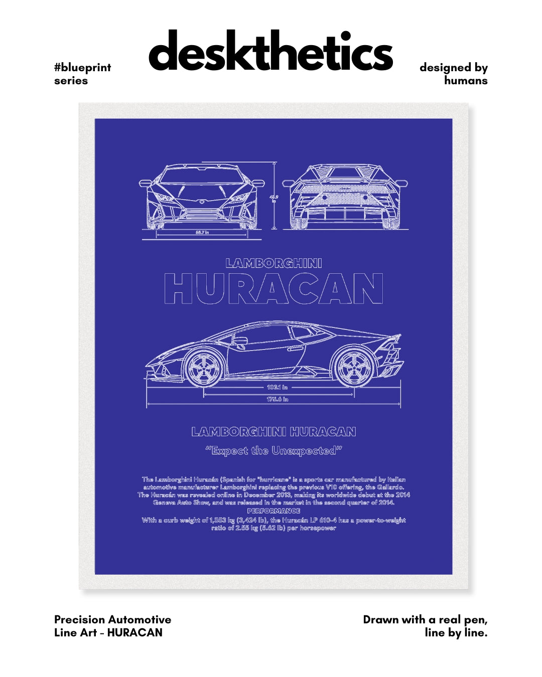 Lamborghini Huracan Blueprint Line Art Poster