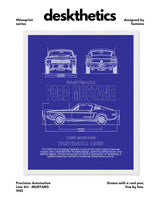 Ford Mustang 1965 Blueprint Line Art Poster