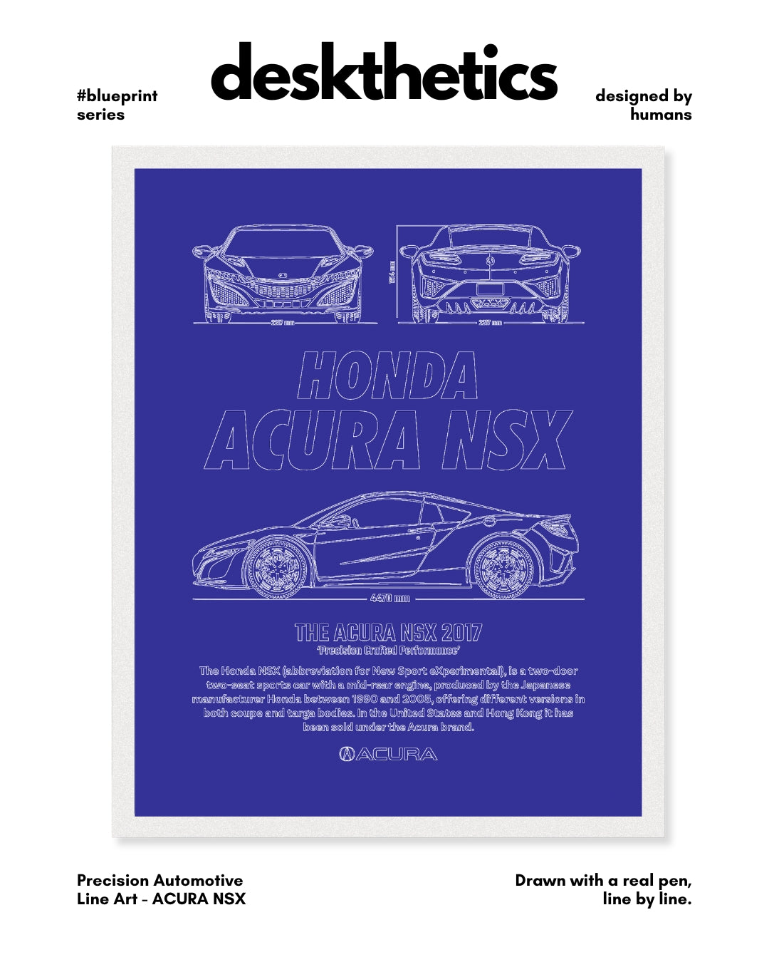 Honda Acura NSX Blueprint Line Art Poster