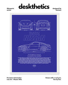 Nissan 350z Blueprint Line Art Poster