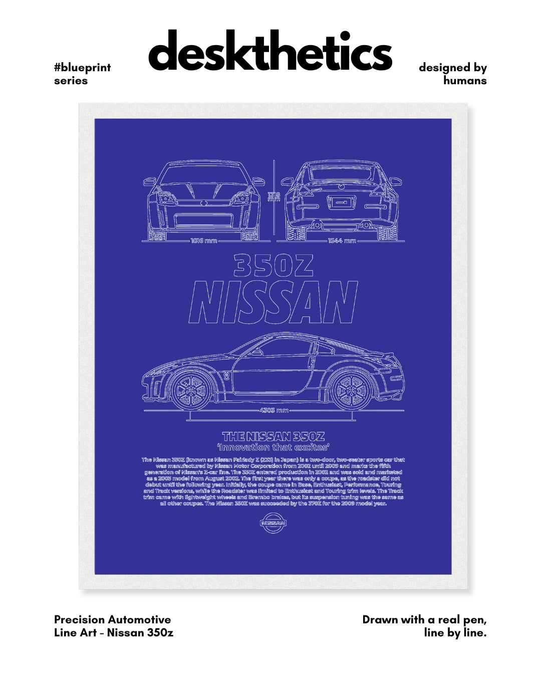 Nissan 350z Blueprint Line Art Poster