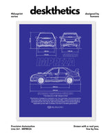 Impreza Blueprint Line Art Poster
