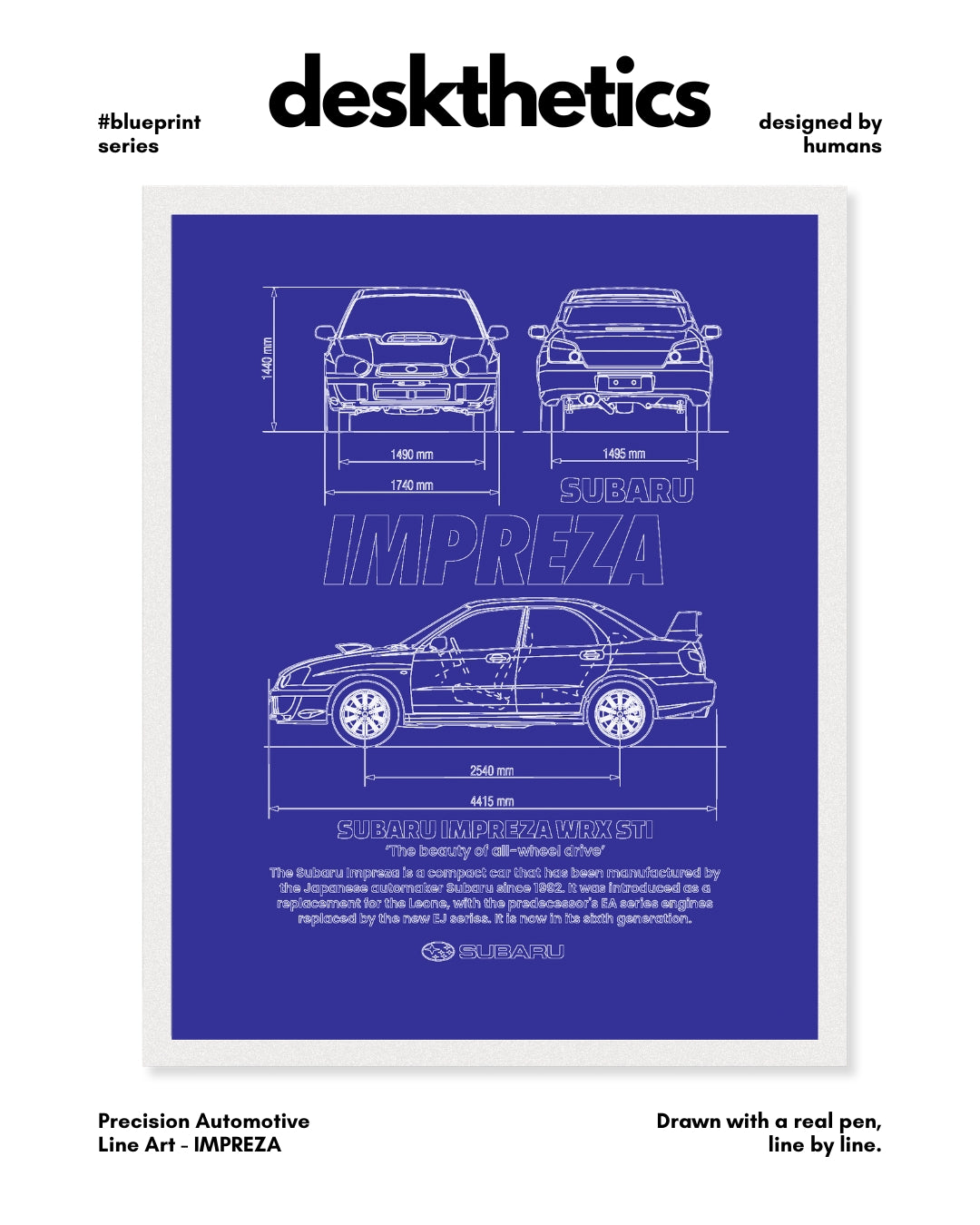 Impreza Blueprint Line Art Poster