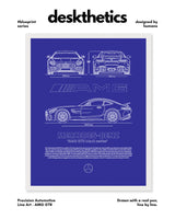 Mercedes AMG GTR Blueprint Line Art Poster