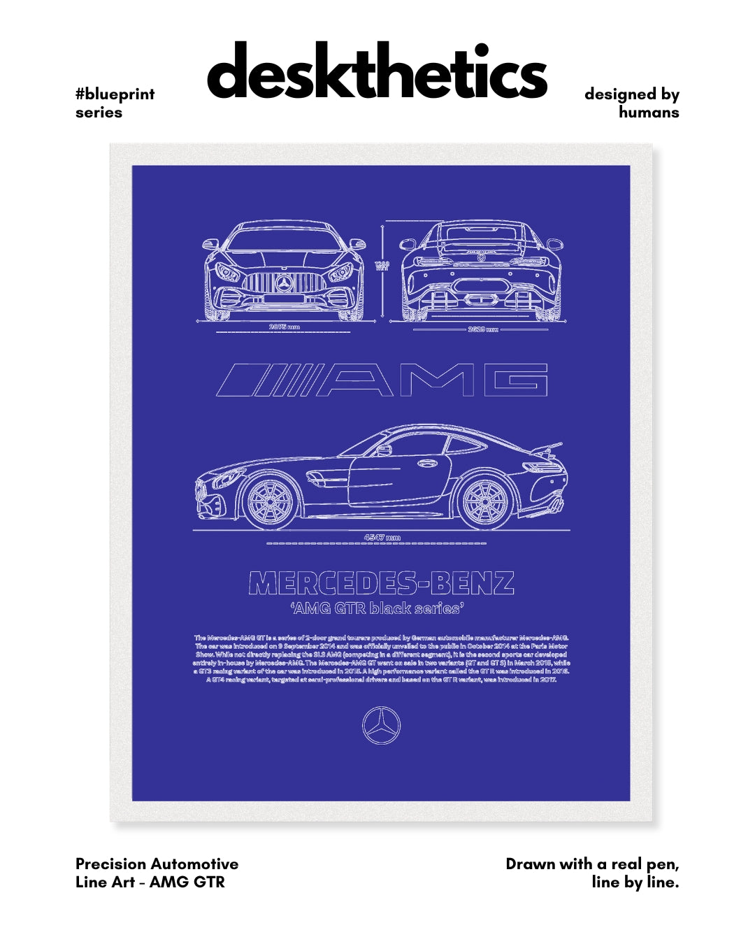 Mercedes AMG GTR Blueprint Line Art Poster