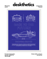 Back To The Future DeLorean Blueprint Line Art Poster