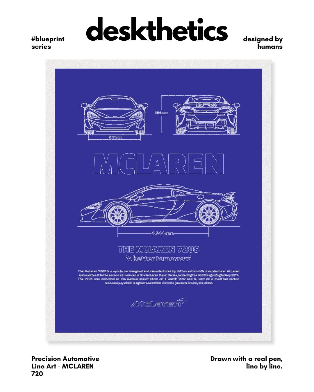 Mclaren 720 Blueprint Line Art Poster