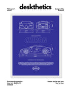 Buggati Chiron Blueprint Line Art Poster