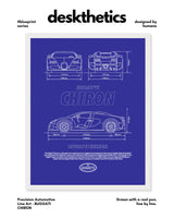 Buggati Chiron Blueprint Line Art Poster