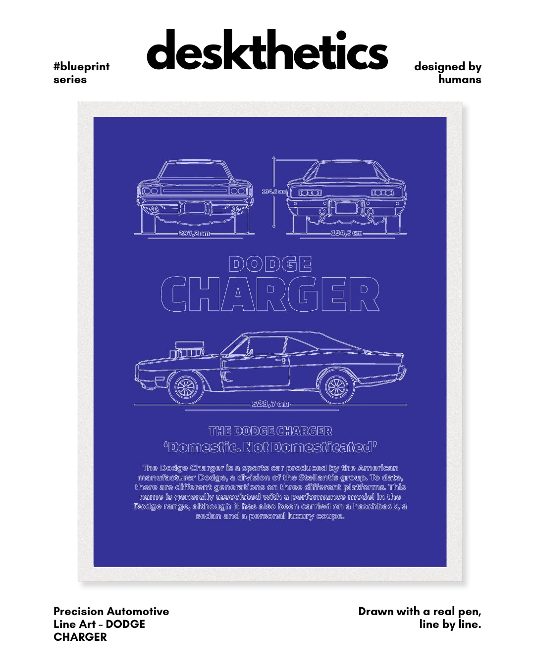 Dodge Charger Blueprint Line Art Poster
