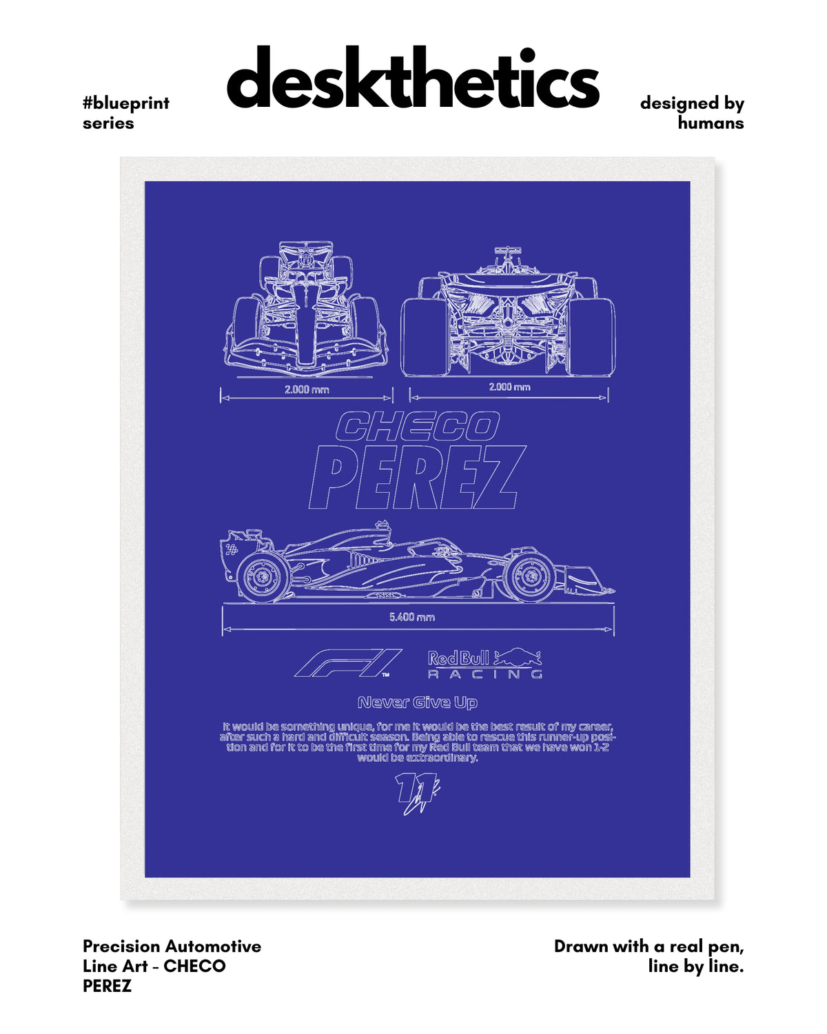 Checo Perez Blueprint Line Art Poster