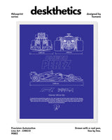 Checo Perez Blueprint Line Art Poster