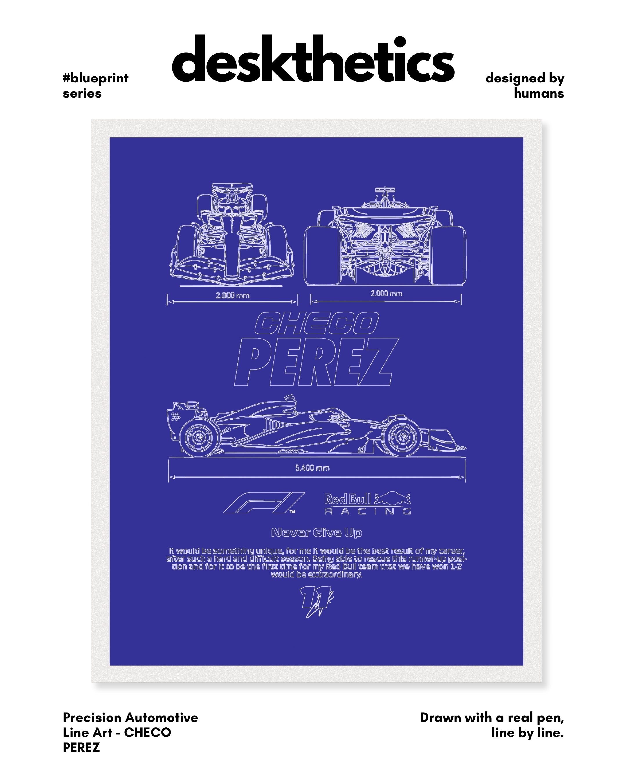 Checo Perez Blueprint Line Art Poster
