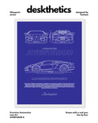 Lamborghini Aventador S Blueprint Line Art Poster