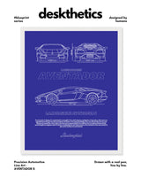Lamborghini Aventador S Blueprint Line Art Poster