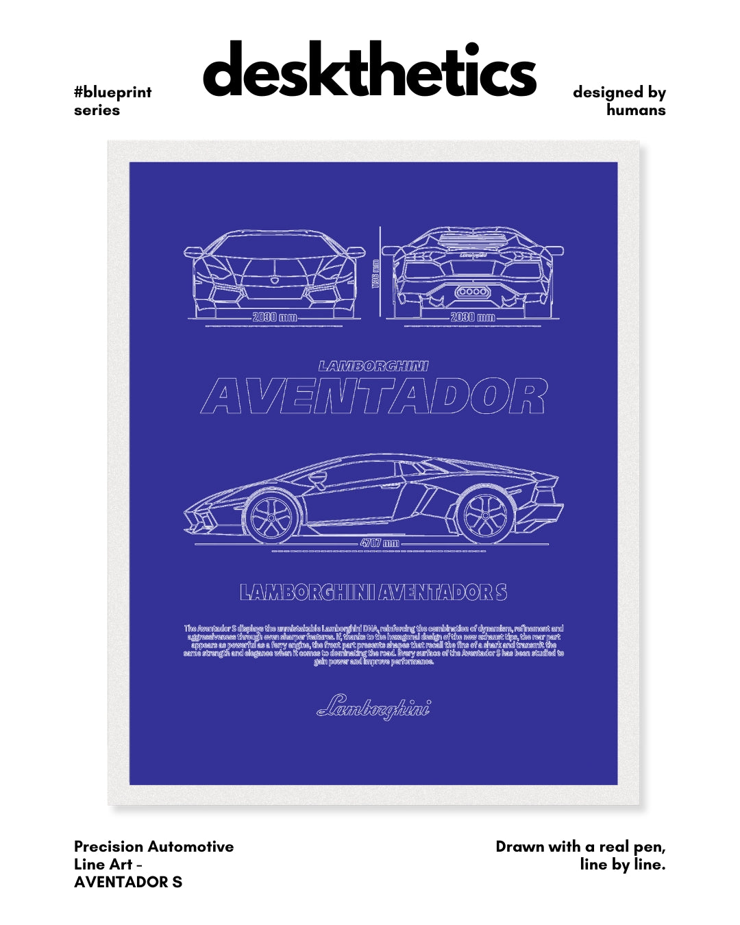 Lamborghini Aventador S Blueprint Line Art Poster