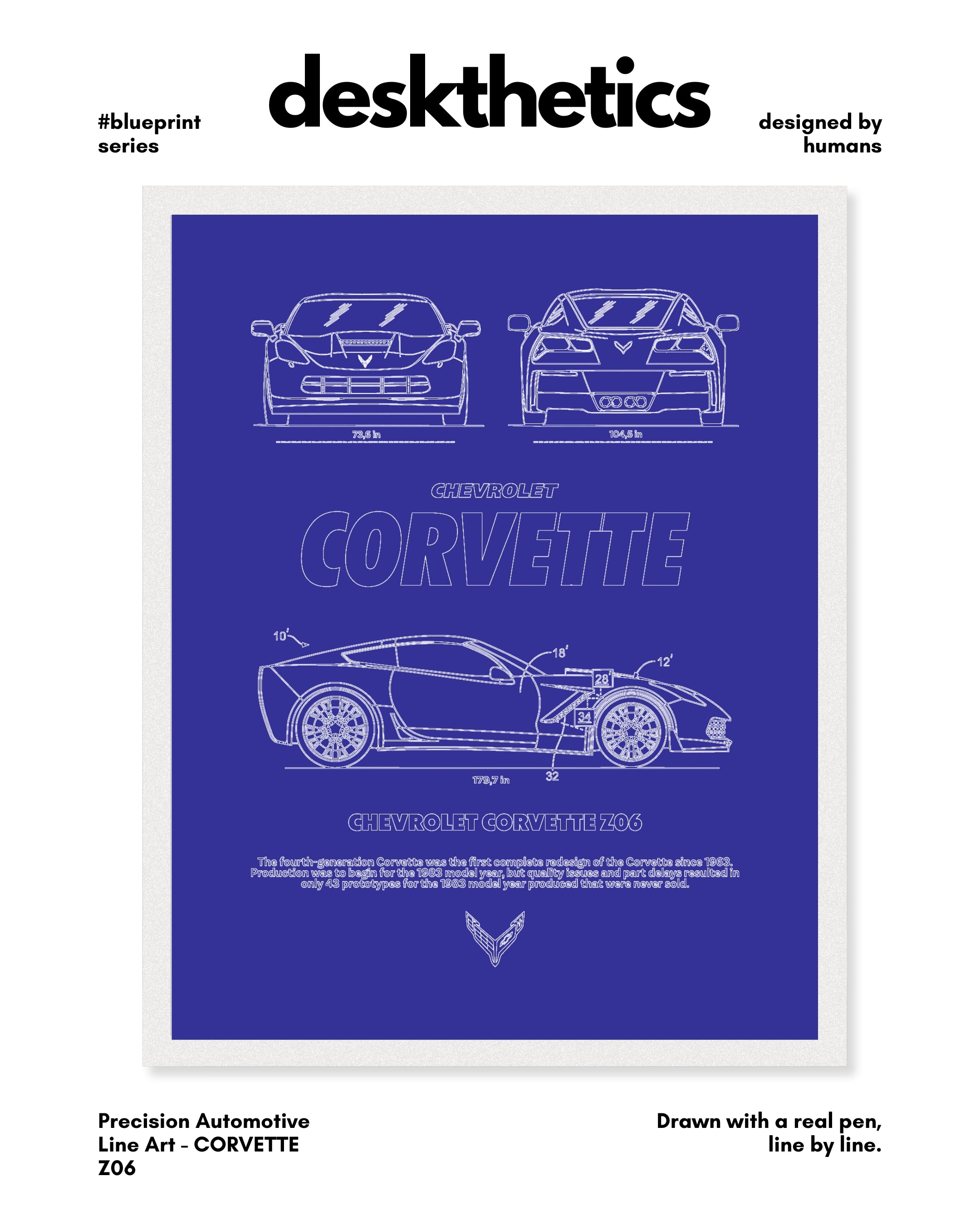 Corvette Z06 Blueprint Line Art Poster