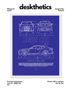 BMW CSL 3.0 Blueprint Line Art Poster