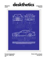 BMW CSL 3.0 Blueprint Line Art Poster