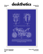 Kawasaki H2R Blueprint Line Art Poster - Bike Poster