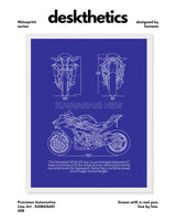 Kawasaki H2R Blueprint Line Art Poster - Bike Poster