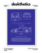 Porsche GT3RS Blueprint Line Art Poster