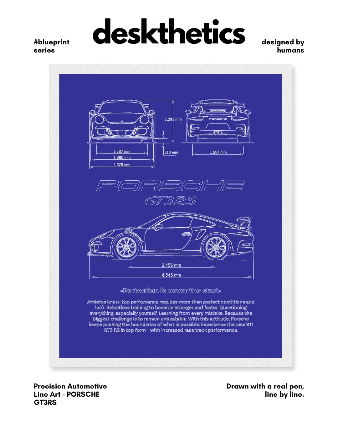 Porsche GT3RS Blueprint Line Art Poster