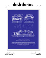 Audi R8 Blueprint Line Art Poster