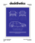 Volkswagen Golf GTI Blueprint Line Art Poster
