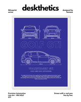 Volkswagen Golf GTI Blueprint Line Art Poster
