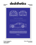 Dodge Challenger Blueprint Line Art Poster