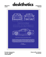Dodge Challenger Blueprint Line Art Poster