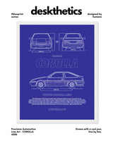 Corolla AE86 Blueprint Line Art Poster