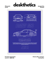 BMW M3 Blueprint Line Art Poster