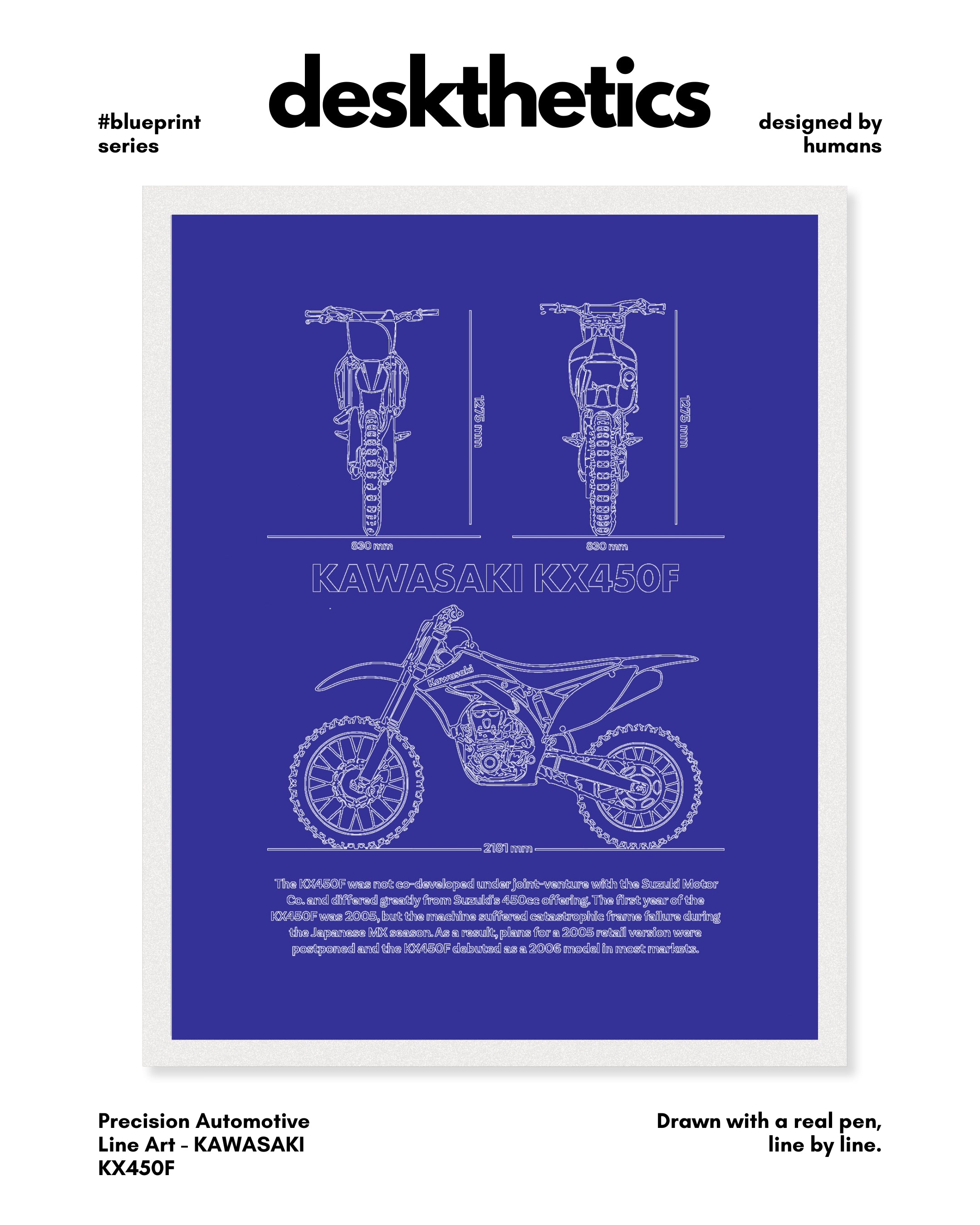 Kawasaki KX450F Blueprint Line Art Poster - Bike Poster