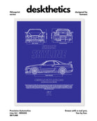Nissan Skyline Blueprint Line Art Poster