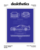Nissan Skyline Blueprint Line Art Poster