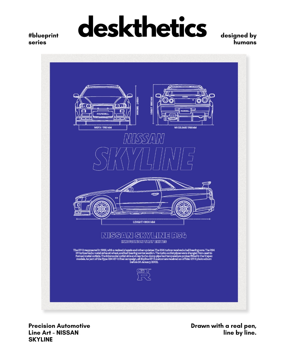 Nissan Skyline Blueprint Line Art Poster