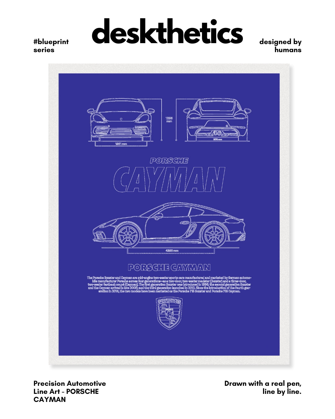 Porsche Cayman Blueprint Line Art Poster