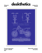 KTM 250 EXC Blueprint Line Art Poster - Bike Poster