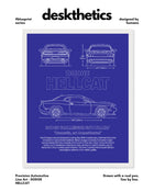 Dodge Hellcat Blueprint Line Art Poster