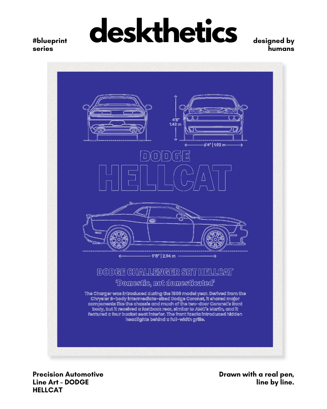 Dodge Hellcat Blueprint Line Art Poster