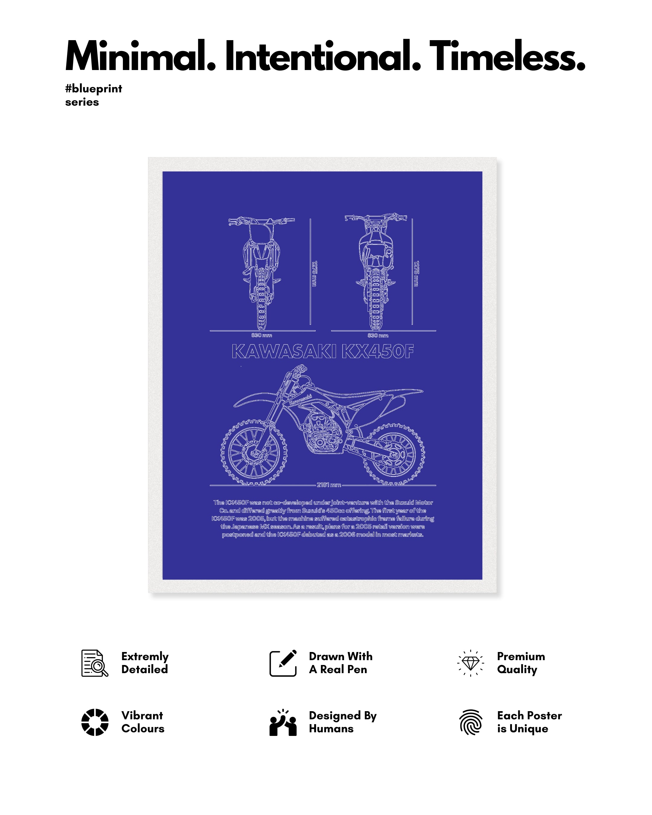 Kawasaki KX450F Blueprint Line Art Poster - Bike Poster